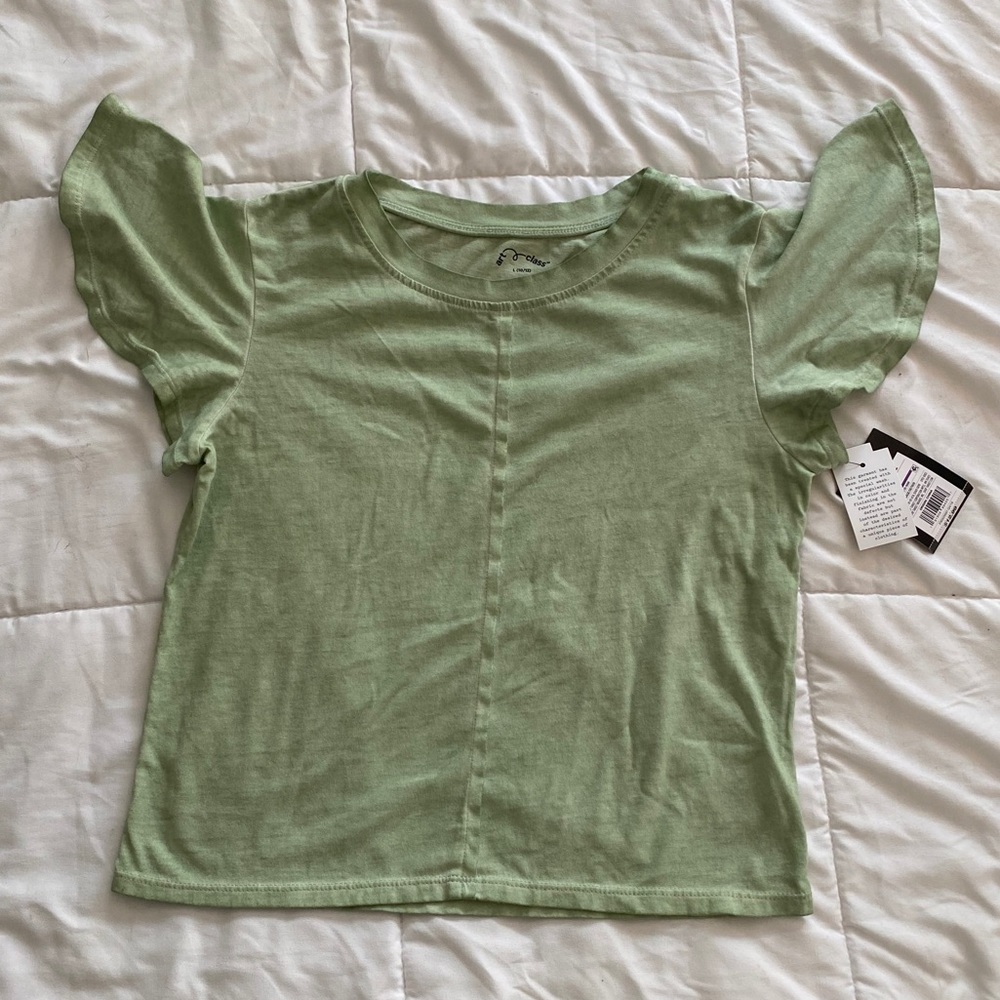 NWT Art Class Sage Green Flutter-sleeve Shirt Sz L